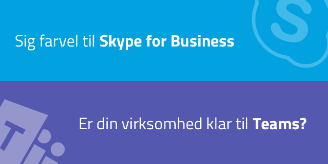 Skype-logo øverst og Teams-logo nederst